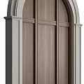 Contrasting Wooden Door Arch Design With White Frame For Interior Spaces