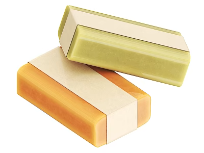 Colorful Soap Bars in Yellow and Green Wrapped with Light Paper 3d model