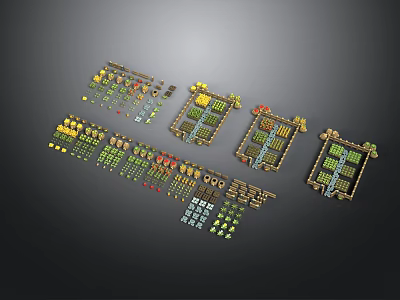 Modular Scene Building Blocks With Various Grid Layouts And Colorful Elements 3d model