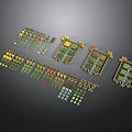 Modular Scene Building Blocks With Various Grid Layouts And Colorful Elements