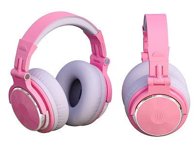 Pink Over Ear Headphones With Comfortable Ear Cushions And Stylish Design 3d model
