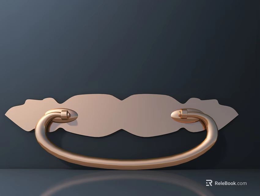 Elegant Golden Metal Door Handle With Curved Design And Decorative Base 3d model 