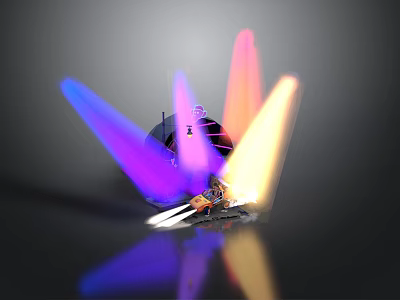 Colorful Lighting Installation With Vibrant Beam Effects And Reflective Base 3d model