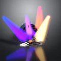 Colorful Lighting Installation With Vibrant Beam Effects And Reflective Base