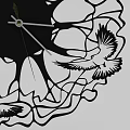 Black Flower Shaped Clock with Openwork Design and Dove Patterns 3d model