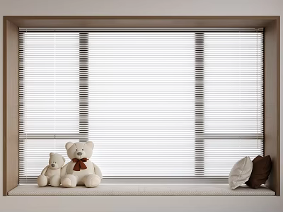 Venetian blinds Bay Window Curtain Shangri-La Curtain Honeycomb Curtain Cushion Decoration 3d model