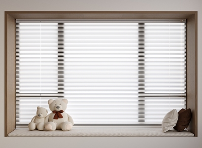 Venetian blinds Bay Window Curtain Shangri-La Curtain Honeycomb Curtain Cushion Decoration 3d model