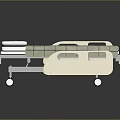 Modern Hospital Bed With White Frame Checkered Mattress And Side Rails
