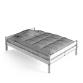 Simple Solid Wood Children's Bed With White Mattress And Grey Quilt
