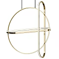 Modern Gold Metal Chandelier With Circular Geometric Frame For Contemporary Home Interiors