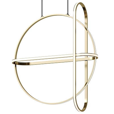 Modern Gold Metal Chandelier With Circular Geometric Frame For Contemporary Home Interiors 3d model