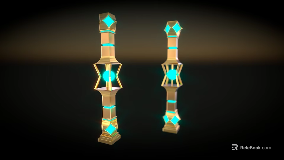 Future Architecture Design With Tall Geometric Pillars And Glowing Blue Accents 3d model 