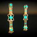 Future Architecture Design With Tall Geometric Pillars And Glowing Blue Accents