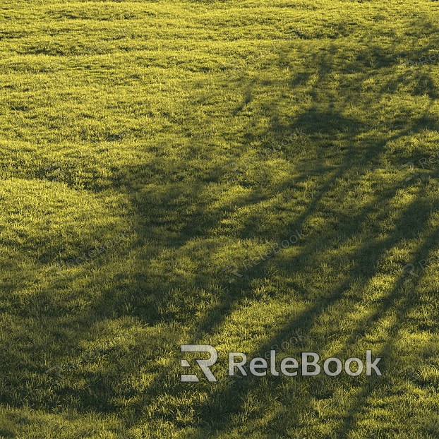 Green grass lawn flowers and plants model