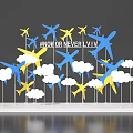 Vibrant Photo Taking Spot NOW OR NEVER LVIV With Blue Yellow Airplanes And White Clouds