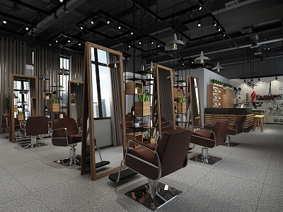 Industrial wind barber shop 3d model