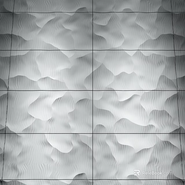 Modern Decorative Wall Surface With Square Panels And Wavy Texture In Gray White Tone 3d model 