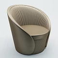 Modern Beige Accent Chair With Vertical Stripes And Sleek Comfortable Design