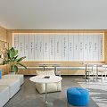 Modern Light Wood Office Pantry With Comfortable Lounge Seats And Bright Large View Windows