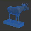 Lifelike Moose Taxidermy Mount On Wooden Display Base With Naturalistic Features