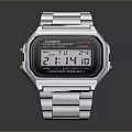 Casio Digital Watch With Silver Metal Band Square Dial Electronic Display Alarm Chrono