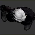 3D Character With White Hair Black Cut Out Dress Thigh High Socks Black Boots