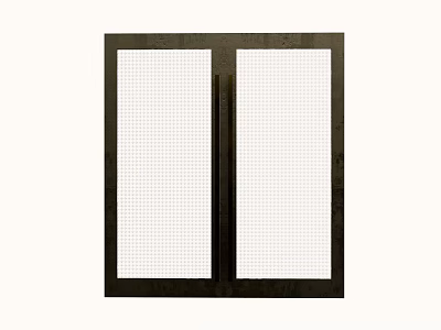 Modern Double Doors With Black Frame And White Mesh Design Panels 3d model