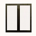 Modern Double Doors With Black Frame And White Mesh Design Panels 3d model