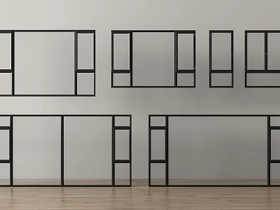 Sleek Casement Windows With Black Frames And Various Design Styles 3d model