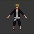Man With Blonde Hair Dark Coat White Shirt Dark Pants Sandals And Blue Waist Pouch