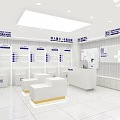 Bright White Eyewear Store Interior With Glasses Display Shelves And Counter