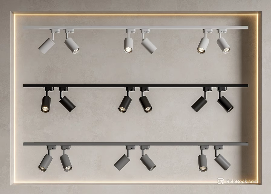 Modern Track Downlights And Spotlights With Stylish Design For Interior Lighting 3d model 