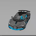 Sleek Modern Sports Car Exterior Design With Gray Black Body Blue Accents And Rear Spoiler