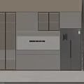 Modern Kitchen Cabinets Featuring White Light Gray Design Glass Door Display and Patterned Countertop 3d model