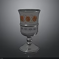 Silver Decorative Cup Featuring Red Floral Ornaments On Elegant Base For Home Decor