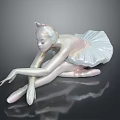 Elegant Child Ballerina Porcelain Figurine Sitting With Crossed Legs And White Tutu