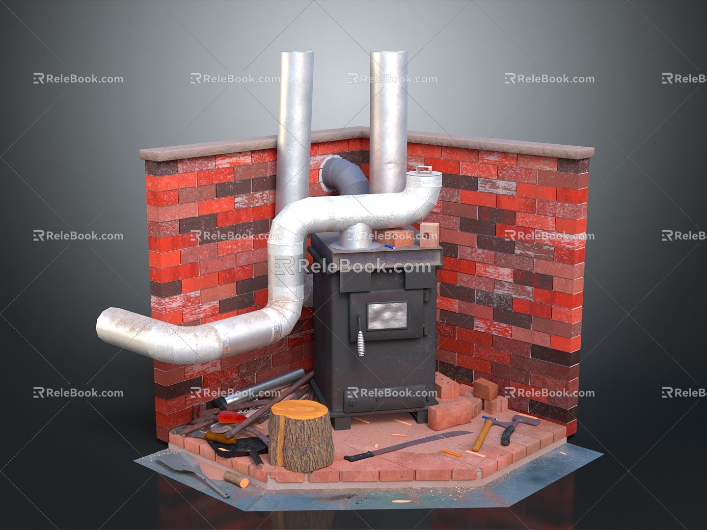 Modern chimney fireplace soot stove smoke stove 3d model