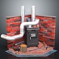 Modern chimney fireplace soot stove smoke stove 3d model