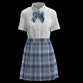Stylish White Short Sleeve Shirt With Blue Bow Tie And Plaid Skirt Outfit