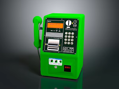 Green Electronic Device With Phone Handset Display Screen Keypad And Printing Function 3d model