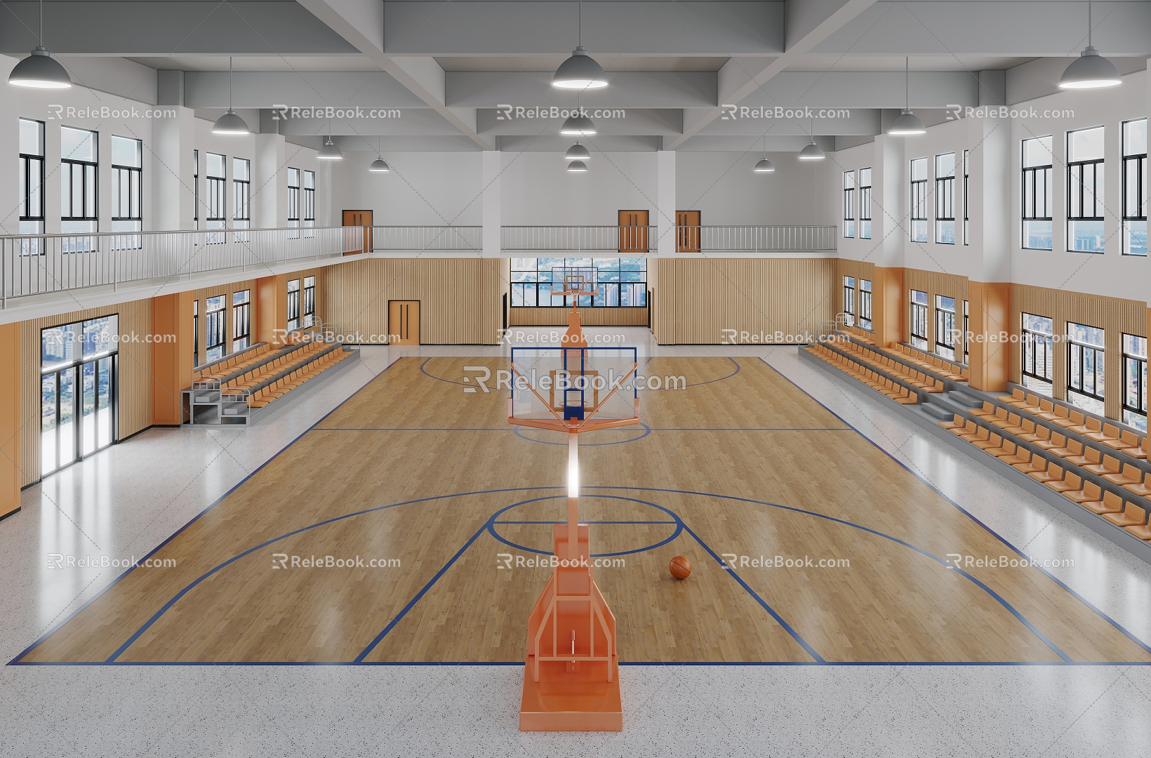 modern basketball hall basketball court 3d model