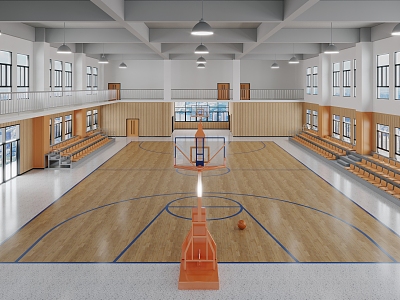 modern basketball hall basketball court 3d model