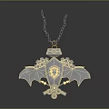 Vintage Metallic Wing Shaped Necklace With Lion Head Gear And Key Details