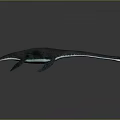 Plesiosaur 3D Model Long Neck Streamlined Body Dark Gray Skin On Gray Background With Reflection