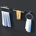 Bathroom Wall Mounted Towel Rack With White Yellow And Blue White Striped Towels