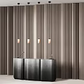 Vertical Striped Textured Wall Panel With Pendant Lights And Reception Desk