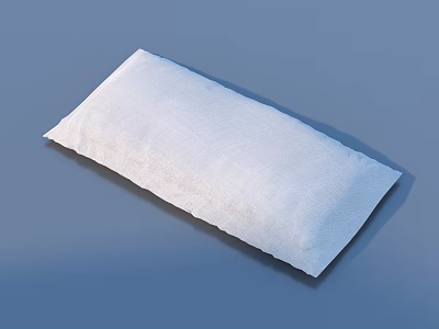 Soft White Rectangular Fabric Cushion on Blue Background with Textured Surface 3d model