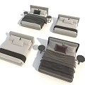 Modern Style Double Beds with Bedding and Bedside Tables in Multiple Designs 3d model