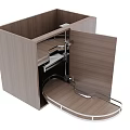 Wooden Kitchen Cabinet With Open Door And Internal Slide Mechanism Design