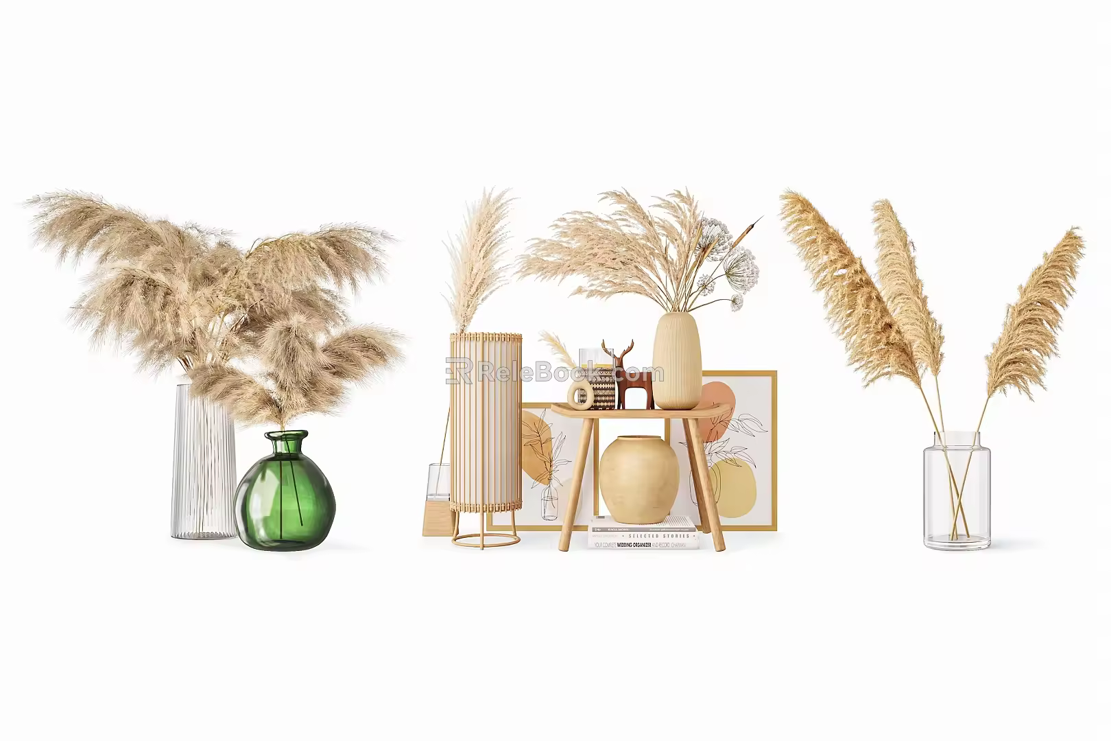 Dried flower ornaments combination 3d model